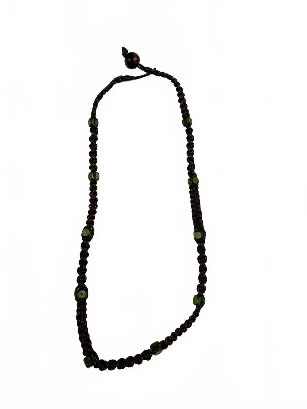 Fashion Jewelry Green Beaded Brown Cord Women's Necklace